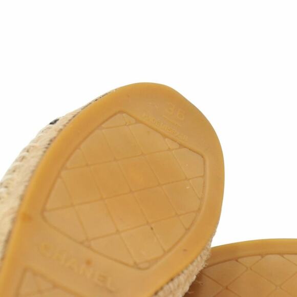 Chanel Espadrille 36 Leather Cap Toe Cc Flats CC-0505N-0162 - Picture 10 of 10